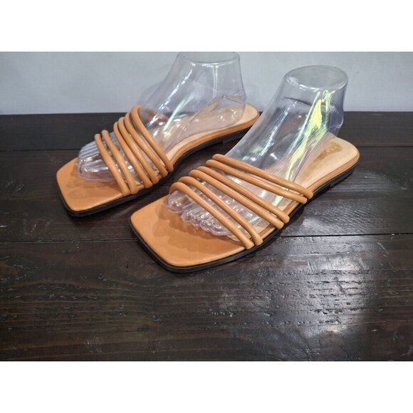 NWOB Frame Le Capri Strappy Brown Leather Strappy Slide Sandals/Sz. 10(EU 41) - Picture 3 of 9